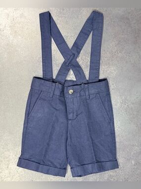 Janie and Jack 4T Linen Navy Suspender Dress Shorts Special Occasion NWOT